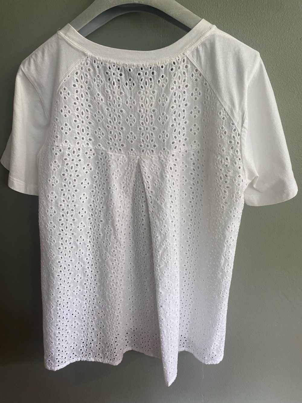 Veronica Beard jeans  white  Short Sleeve Eyelet Side Panel Tee